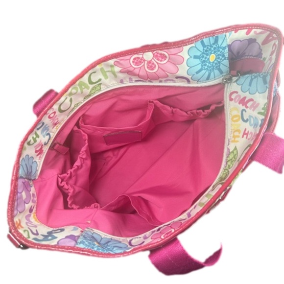 Coach Daisy Graffiti Bright Pink Floral Nylon Tote | Diaper Bag | VGUC - Picture 8 of 8